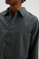 UO Shiny Solid Long Sleeve Button-Down Dress Shirt