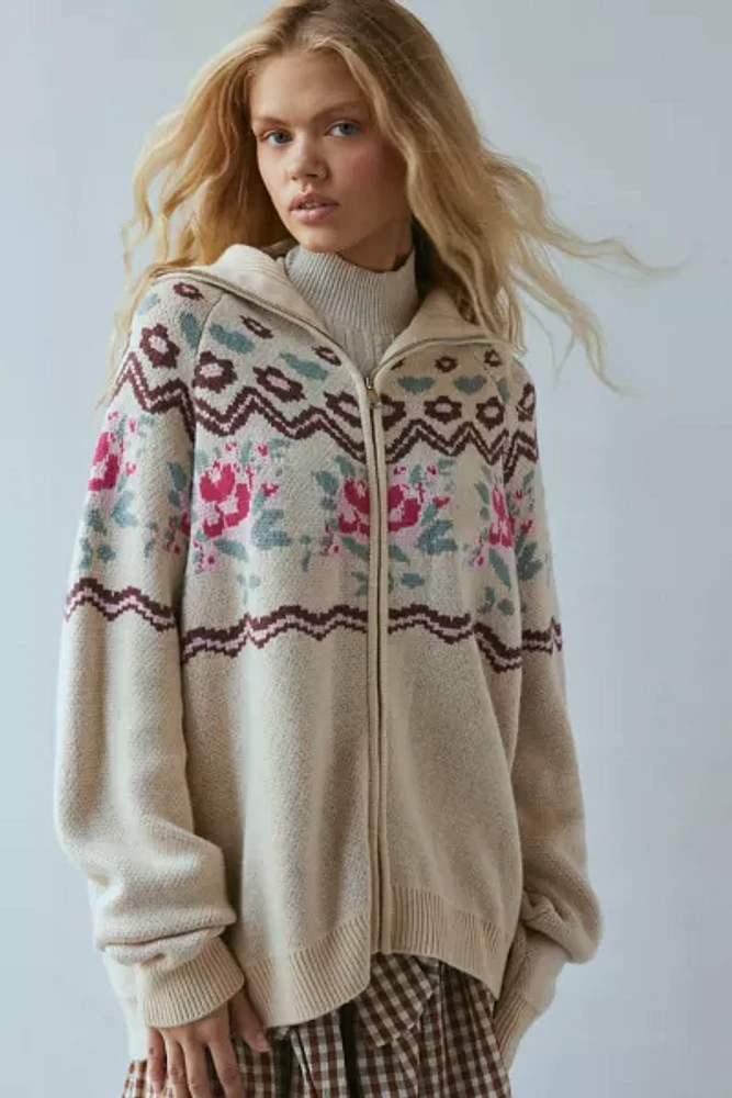 For Love & Lemons Ski Lodge Zip-Up Sweater