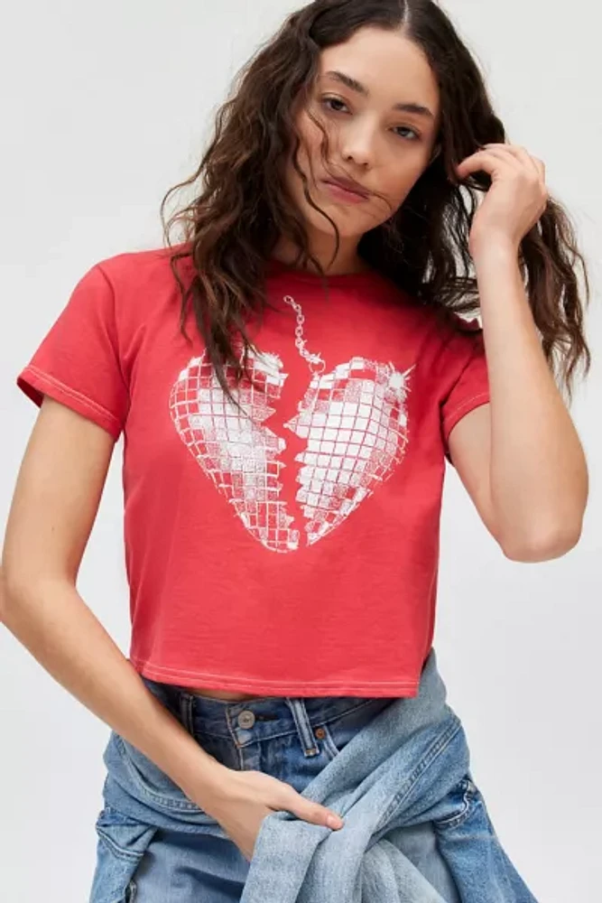 Broken Heart Disco Ball Graphic Slim Tee