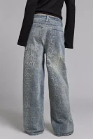 The Ragged Priest Scale Snakeskin Print Slim Sweeper Jean