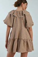 For Love & Lemons Gingerbread Gingham Mini Dress