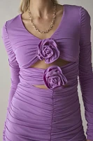 Glamorous Lilac Orchid Applique Long Sleeve Mini Dress