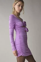 Glamorous Lilac Orchid Applique Long Sleeve Mini Dress