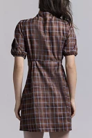 Glamorous Brown Plaid Tie-Front Mini Dress