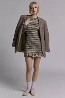 Daisy Street Shirred Plaid Long Sleeve Mini Dress