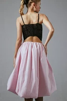 For Love & Lemons Anya High-Low Taffeta Bubble Midi Skirt