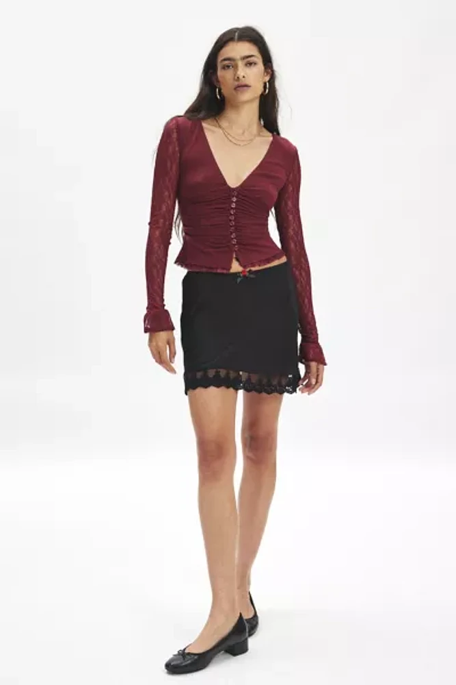 Kimchi Blue Arabella Button Front Lace Top