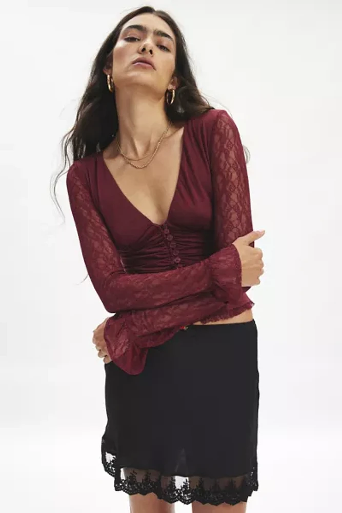 Kimchi Blue Arabella Button Front Lace Top