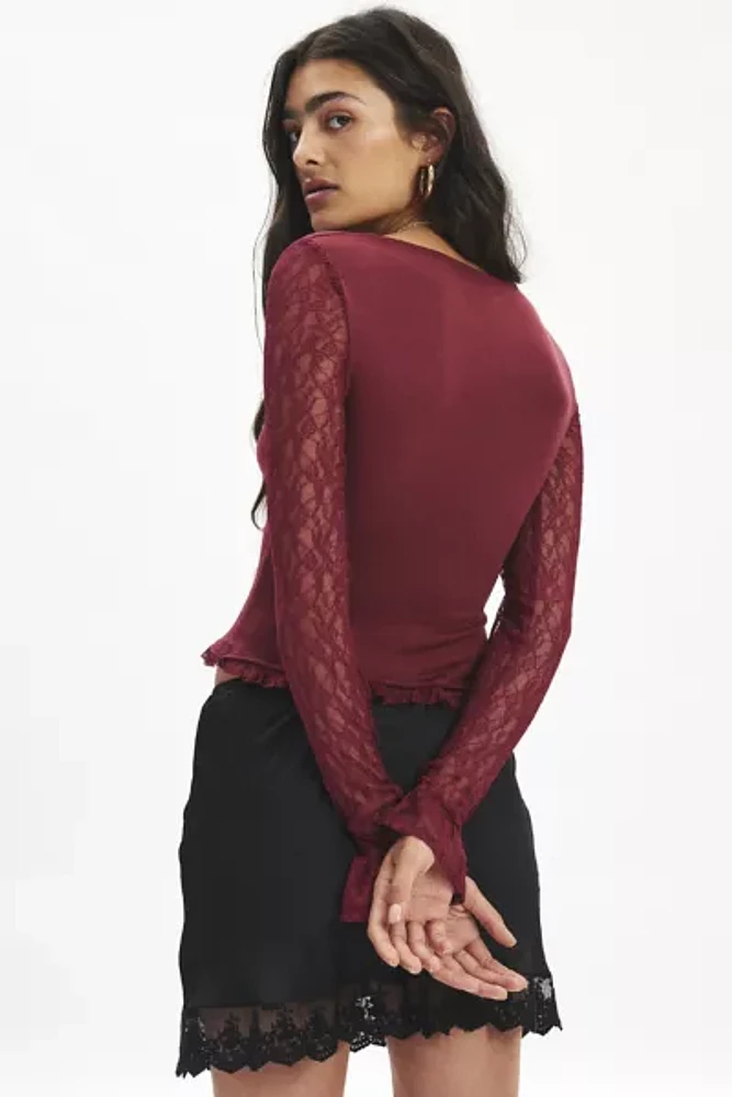 Kimchi Blue Arabella Button Front Lace Top