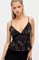 Ecote Elise Jacquard Lace Peplum Cami