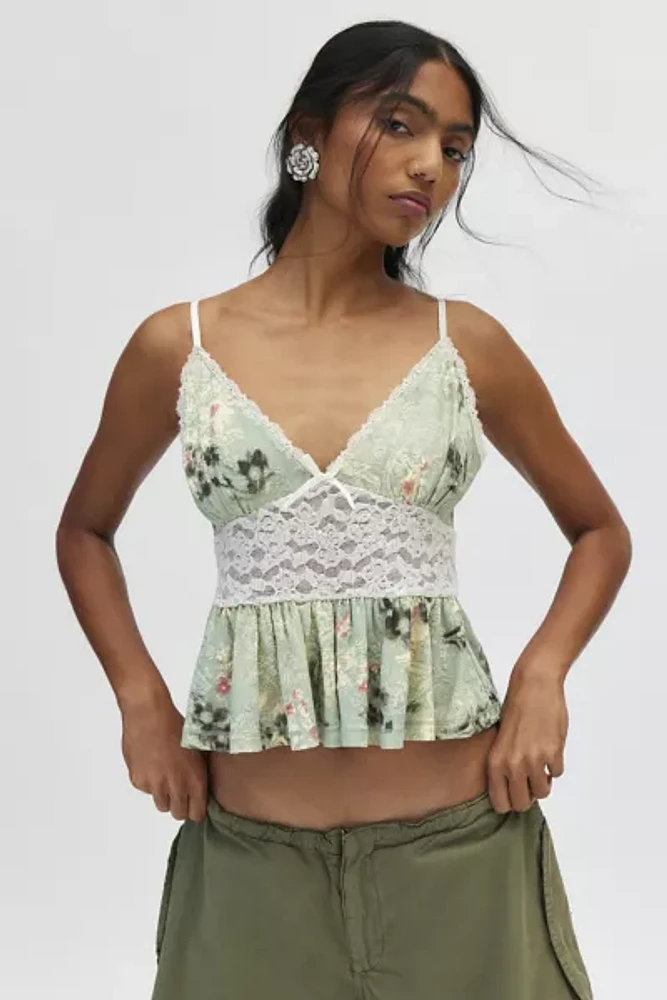 Ecote Elise Jacquard Lace Peplum Cami