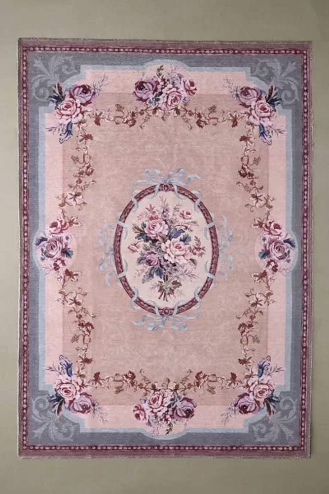 Antoinette Floral Digital Printed Washable Rug