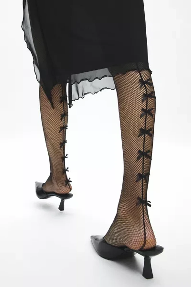 Bow Seamed Fishnet Tights