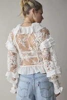 For Love + Lemons Holiday Lace Long Sleeve Blouse