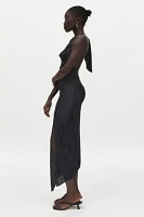 Silence + Noise Sienna Plisse Cowl Neck Halter Midi Dress