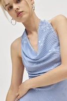 Silence + Noise Sienna Plisse Cowl Neck Halter Midi Dress