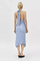 Silence + Noise Sienna Plisse Cowl Neck Halter Midi Dress
