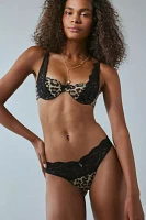 Out From Under X Wild Lovers Misha Leopard Print Lace Trim Thong