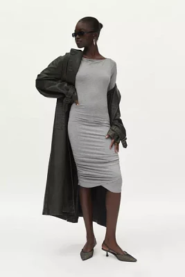 Silence + Noise Eliza Long Sleeve Ruched Bodycon Midi Dress