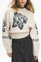 BDG Noelle Patterned Knit Mockneck Pullover Sweater