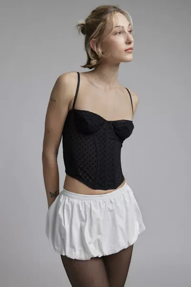 Out From Under Flocked Dots Corset Top