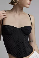 Out From Under Flocked Dots Corset Top