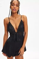 Out From Under Bijoux Satin Lace Trim Romper