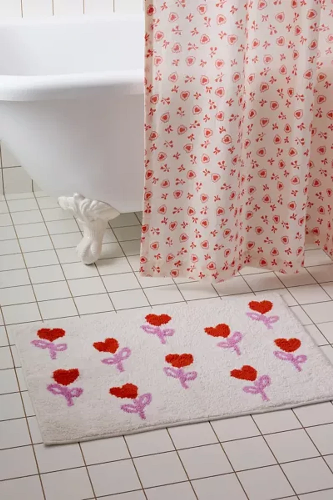 Heart Flower Tufted Cotton Bath Mat