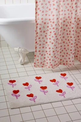 Heart Flower Tufted Cotton Bath Mat