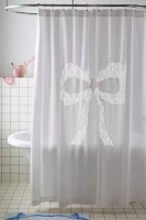 Inset Lace Bow Shower Curtain