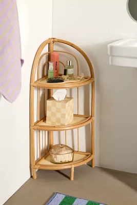 Arched Rattan Corner Storage Shelf