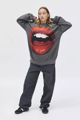 Lips Photoreal Graphic Crew Neck Sweatshirt