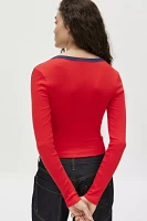 BDG Too Perfect Long Sleeve V-Neck Tee