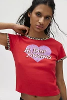 Your Dreams Leopard Graphic Ringer Tee