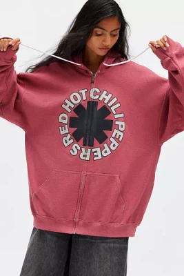 Red Hot Chili Peppers Graphic Oversized Zip Up Hoodie Sweatshirt