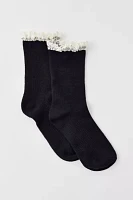 Lace-Trim Waffle Knit Sock