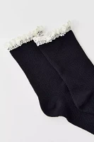 Lace-Trim Waffle Knit Sock