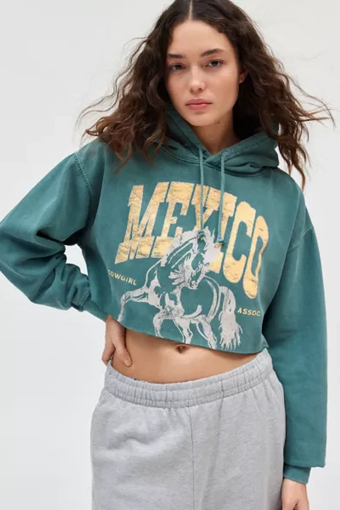 Mexico Cowgirl Graphic Cropped Hoodie Pullover