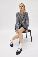 Motel Bertaria Gingham Tie Front Peplum Top