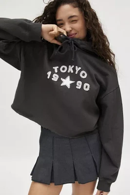 Tokyo Applique Graphic Cropped Hoodie Sweatshirt