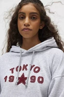 Tokyo Applique Graphic Cropped Hoodie Sweatshirt