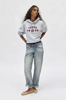 Tokyo Applique Graphic Cropped Hoodie Sweatshirt