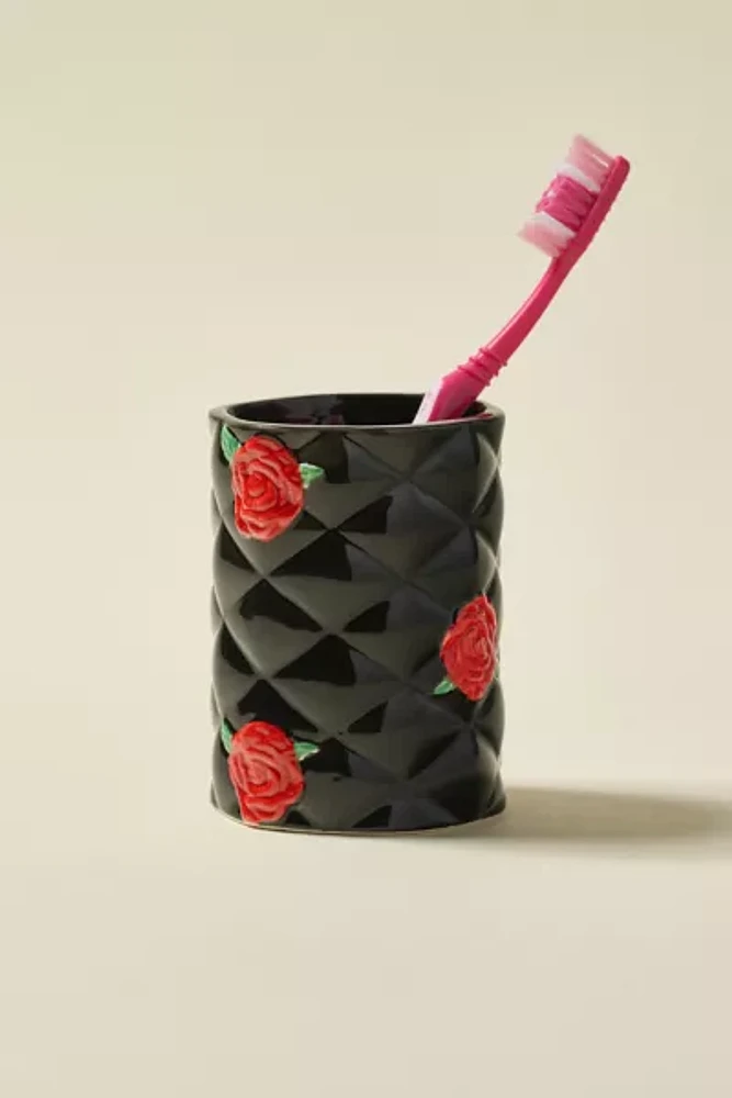 Rose Quilted Ceramic Bath Tumbler