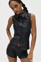 Silence + Noise Chloe Faux Leather Vest Top & Micro Short Set