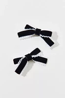 Mini Velvet Lace Hair Bow Clip Set