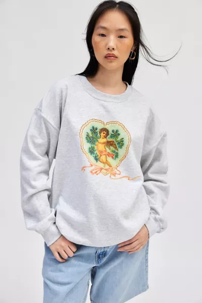 Sweet Cherub Graphic Crew Neck Pullover