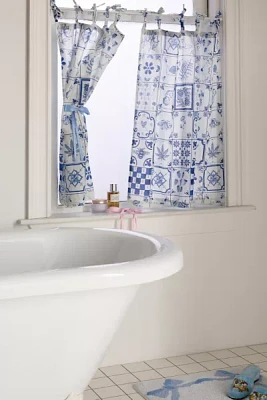 Mariana Tile Patterned Café Curtain Set