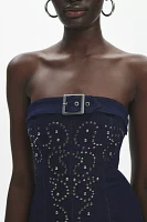 Ecote Izzy Strapless Embellished Denim Mini Dress