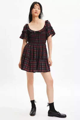 Kimchi Blue Juniper Plaid Ribbon Trim Mini Dress