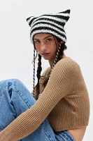 Mylo Striped Tassel Fuzzy Beanie